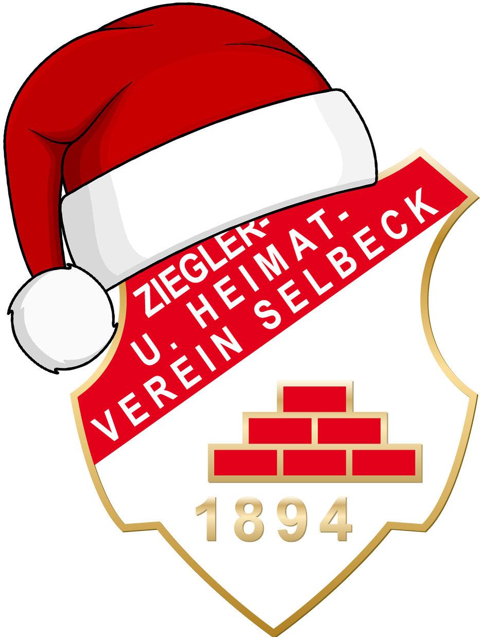 Wappen vom Ziegler- und Heimatverein Selbeck e.V. in Rot/Weiß mit Weihnachtsmütze